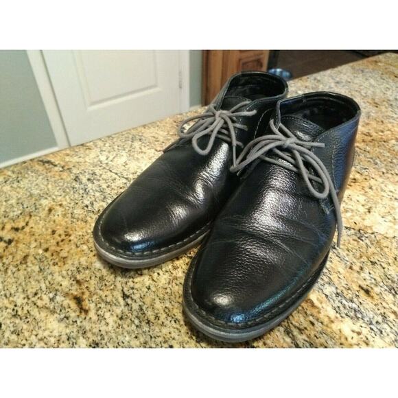 Reaction Kenneth Cole Desert Sun Black Pebbled Leather Mens Size 9 M - Picture 1 of 11